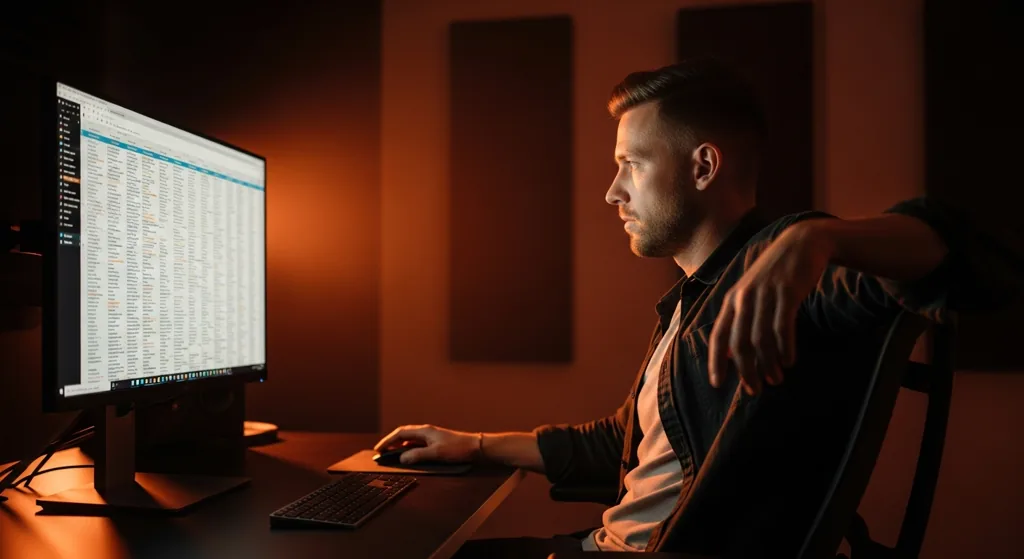Bristol marketer reviewing Google Ads keyword list on a monitor