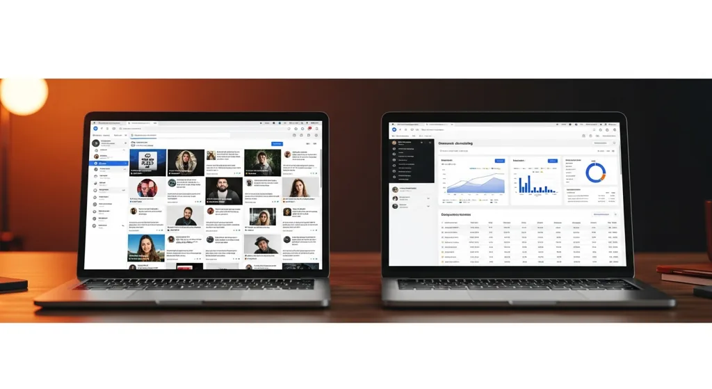 Side-by-side ad platforms comparison on two laptops