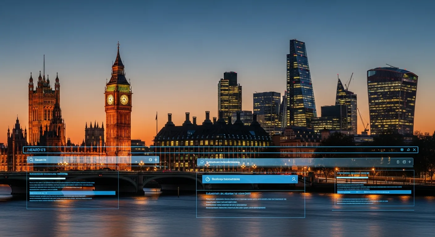 London skyline with SEO search concept