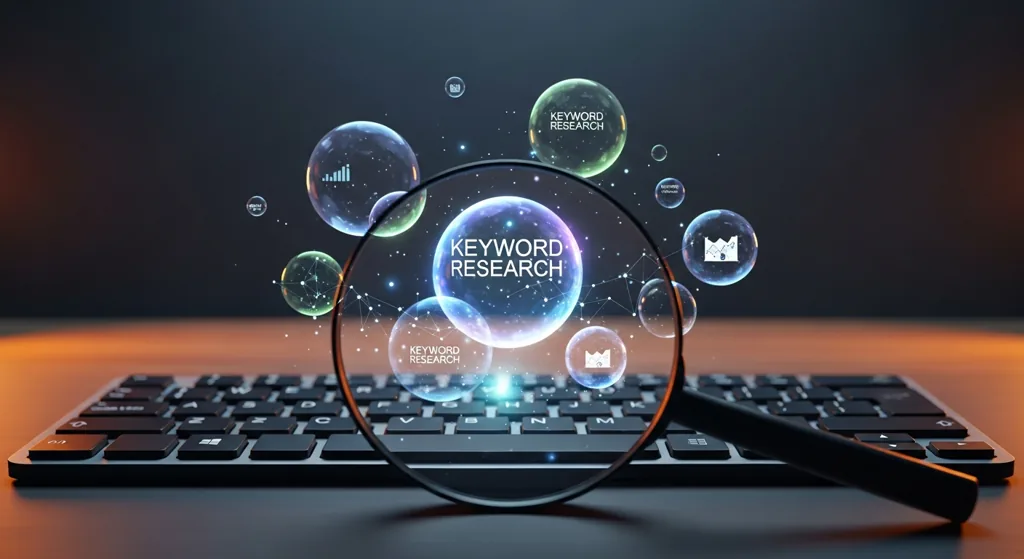Magnifier and bar charts symbolising technical SEO checks