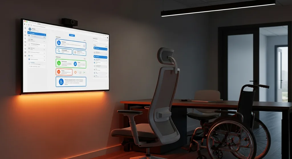 Inclusive London office with accessible website on a screen