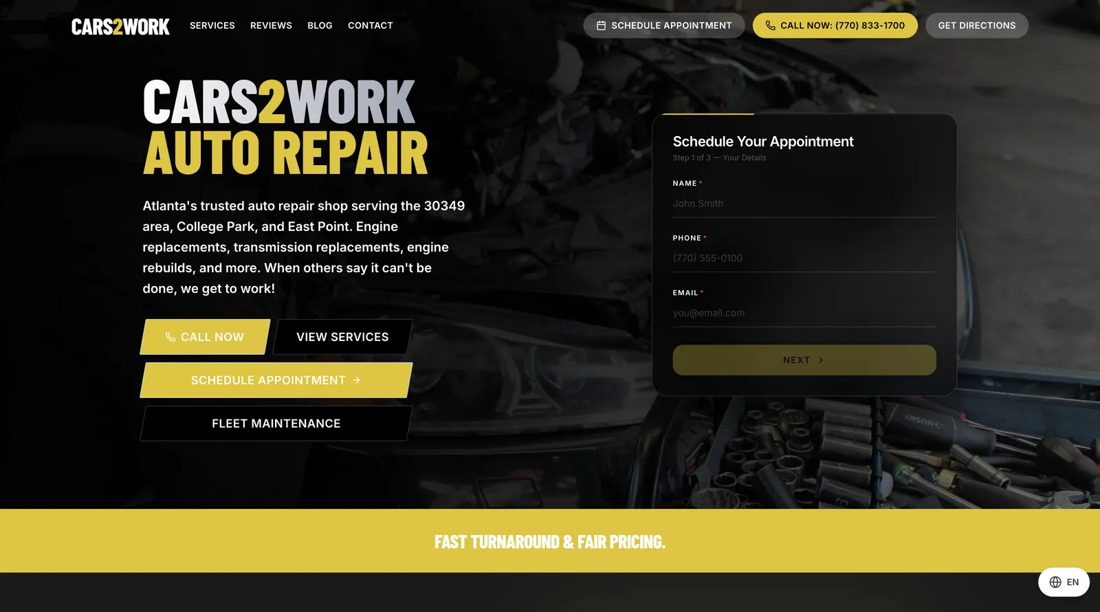 Cars2Work Auto Repair website project