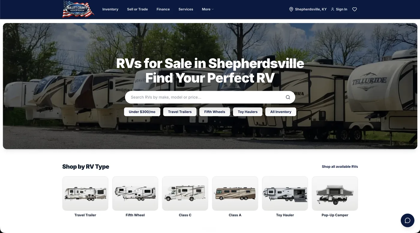 Bullitt County Auto new custom built website homepage