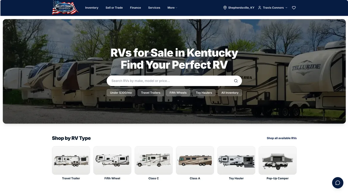 Bullitt County Auto & RV Sales website