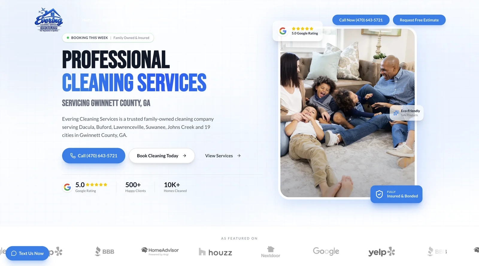 Evering Cleaning Services website