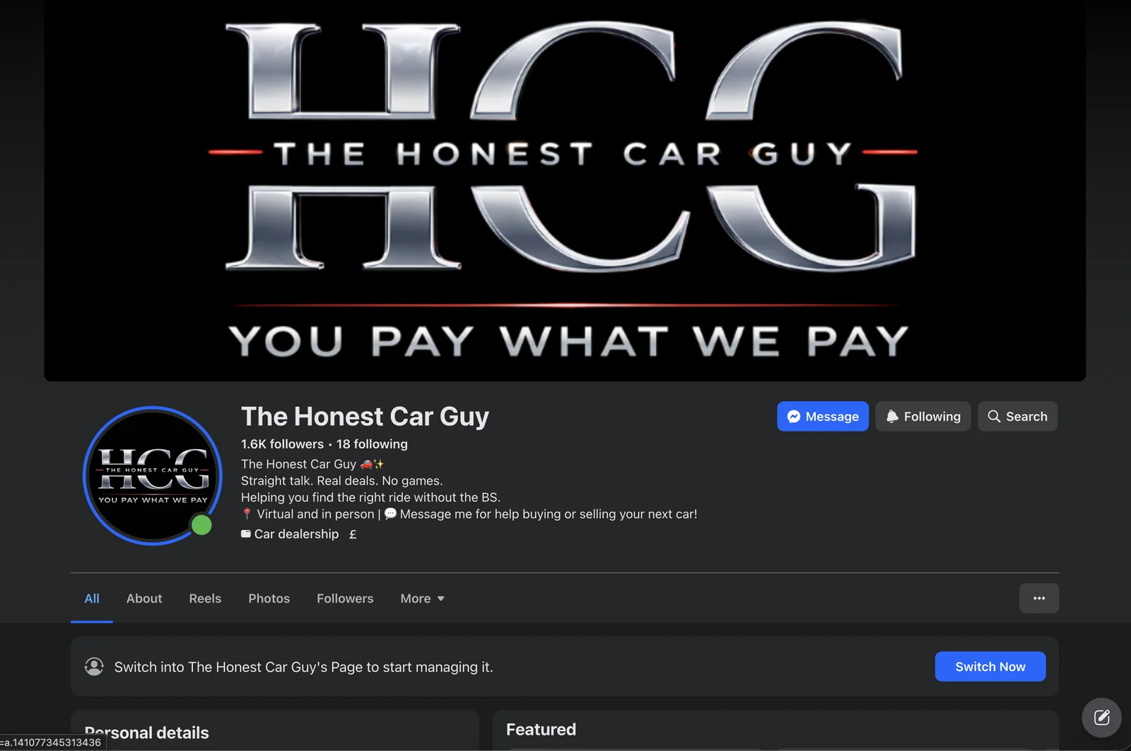 The Honest Car Guy Facebook page